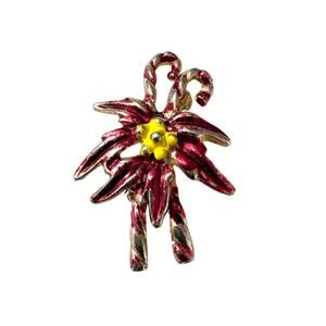 Vintage Candy Cane Chrysanthemum Pin Brooch Holidays Festive Gift